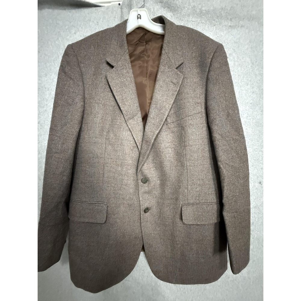 Aldo Rossini Blazer Sport Coat Mens 44R Brown Wool Check Tweed‎ Jacket Classic